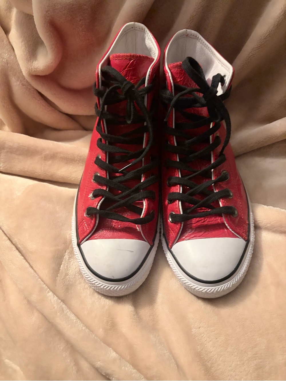 Converse Red High-Top Sneakers with Black Laces